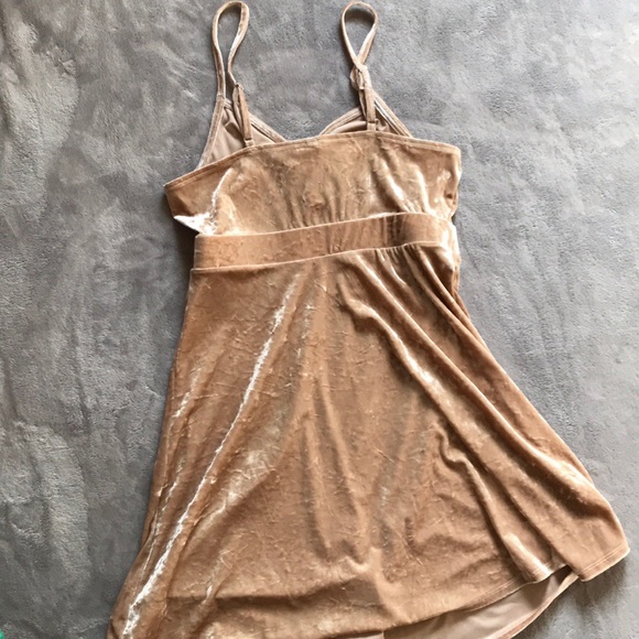 Express Cream Crushed Velvet Skater Dress - Picture 4 of 6